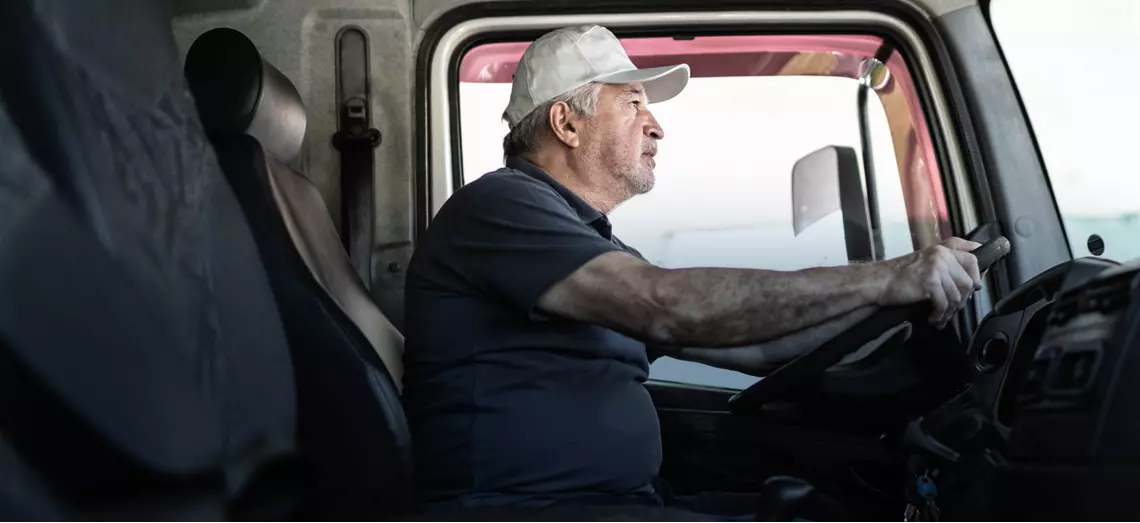 man driving truck